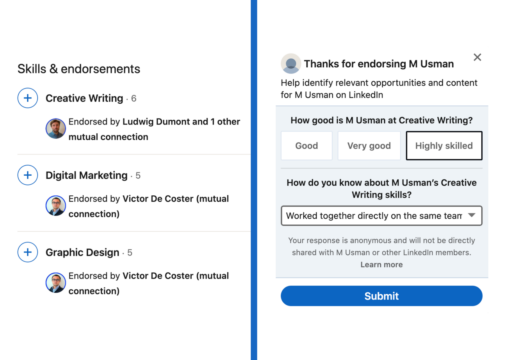 Endorse on LinkedIn