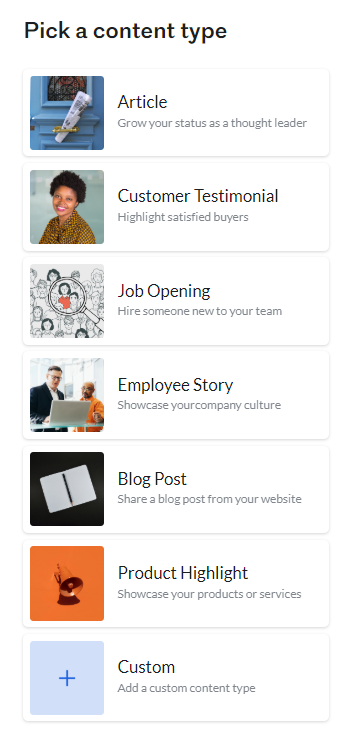 Content types in Contento