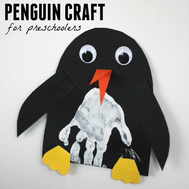 Penguin Hand Print Craft image via Toddler Approved