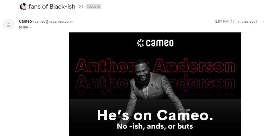 Cameo's celebrity videos