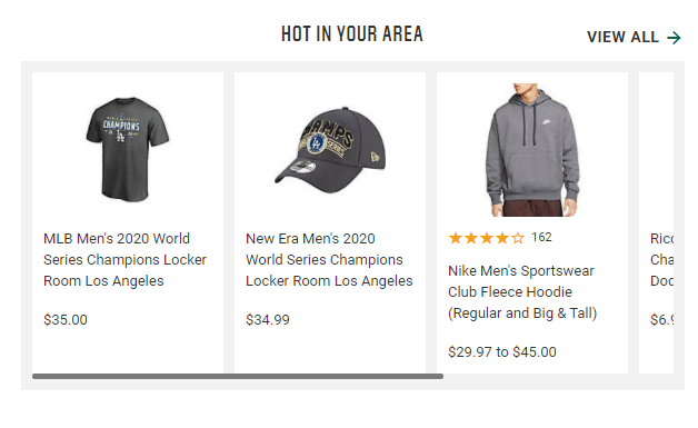 Dick’s Sporting Goods' "hot in your area"
