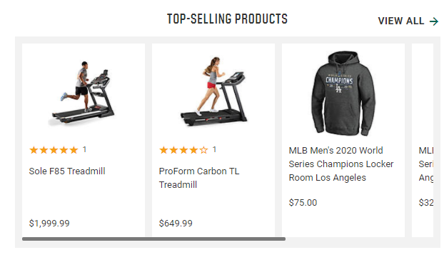 Dick’s Sporting Goods top selling products