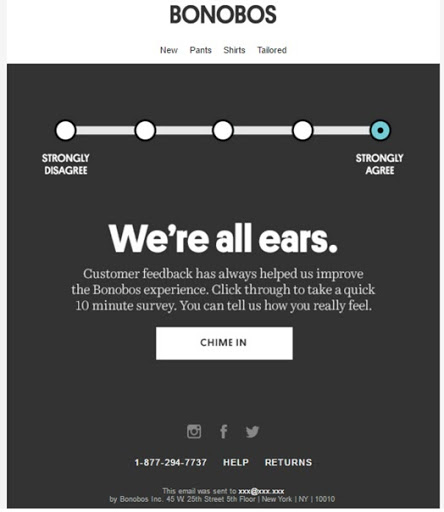 Survey-based customer review example