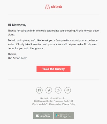 Airbnb customer review example