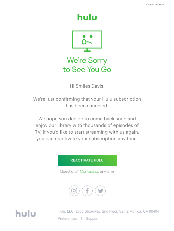 Simple design and powerful copy from Hulu