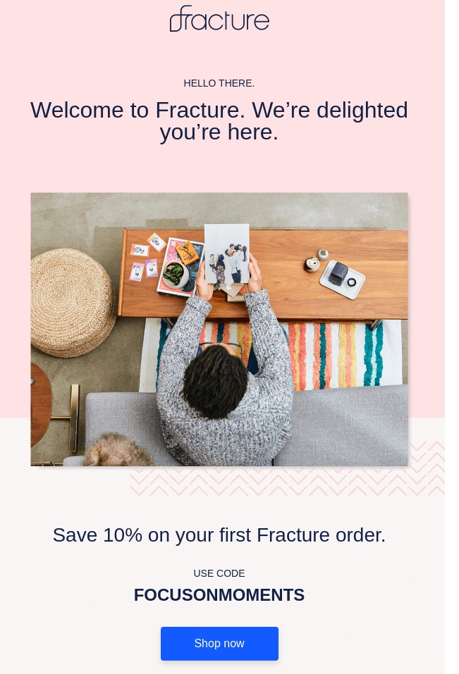 Example of generating revenue with eCommerce welcome emails