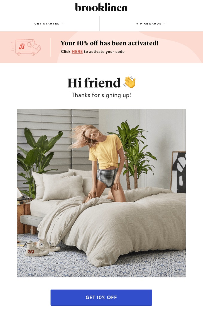 Example of an engaging welcome email