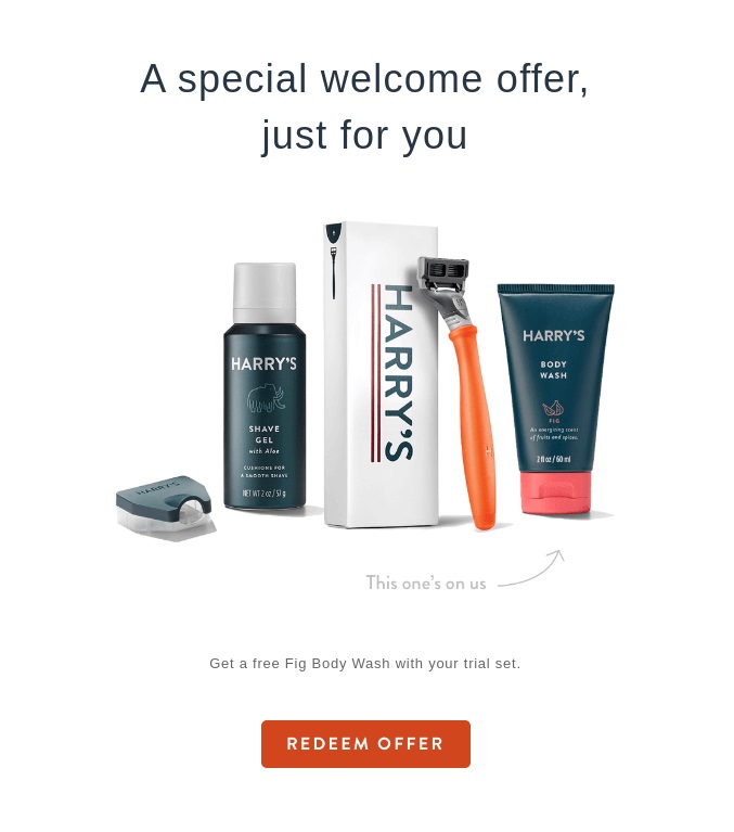 Example of a special welcome offer