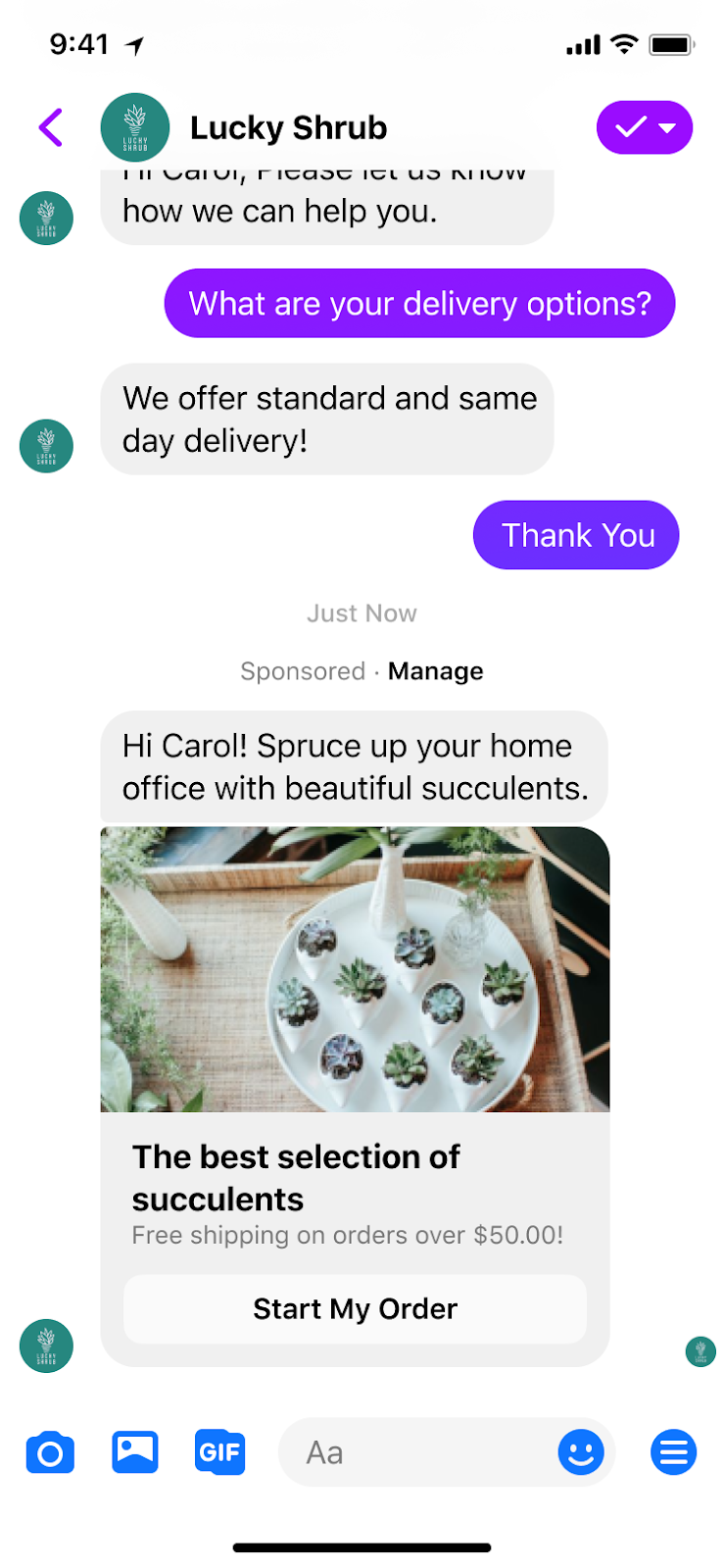examples of a messenger ad