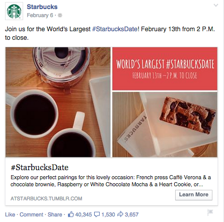 example of a facebook ad by Starbucks