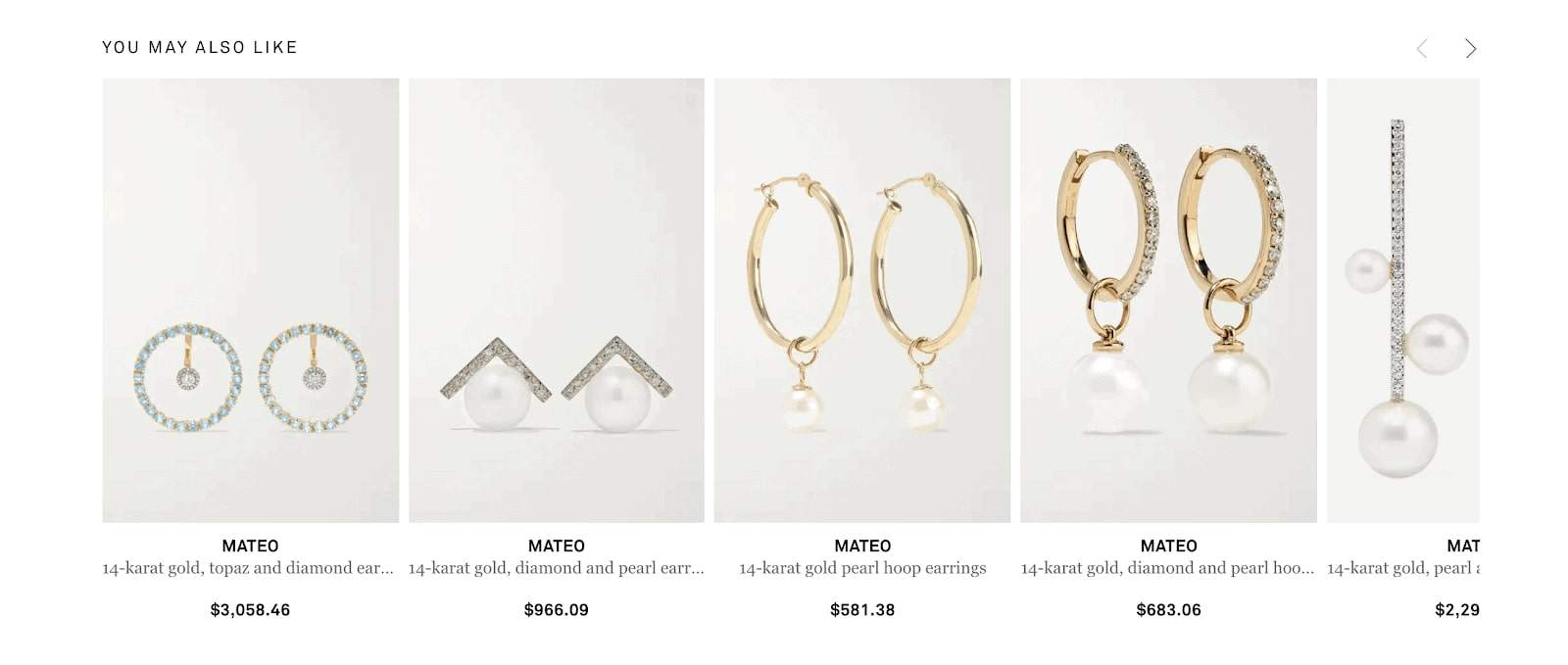 example of product recommendations on the product page