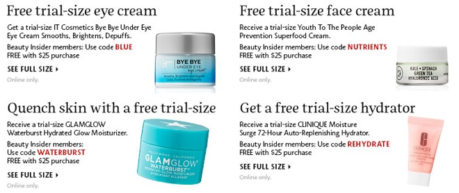 example of free trail of products by Sephora