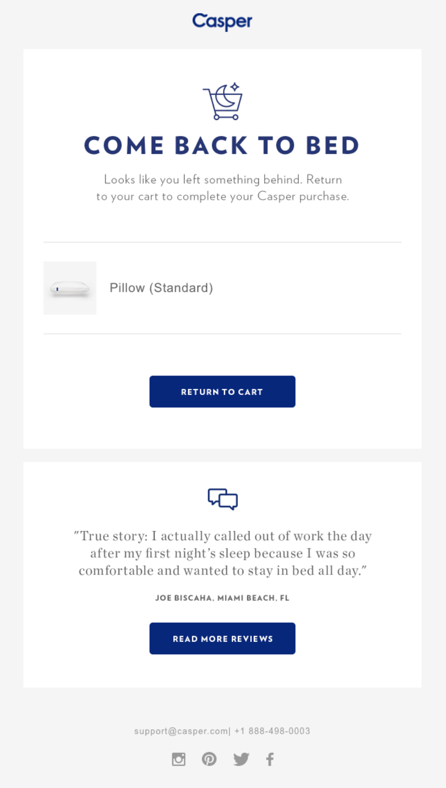 casper abandoned cart email