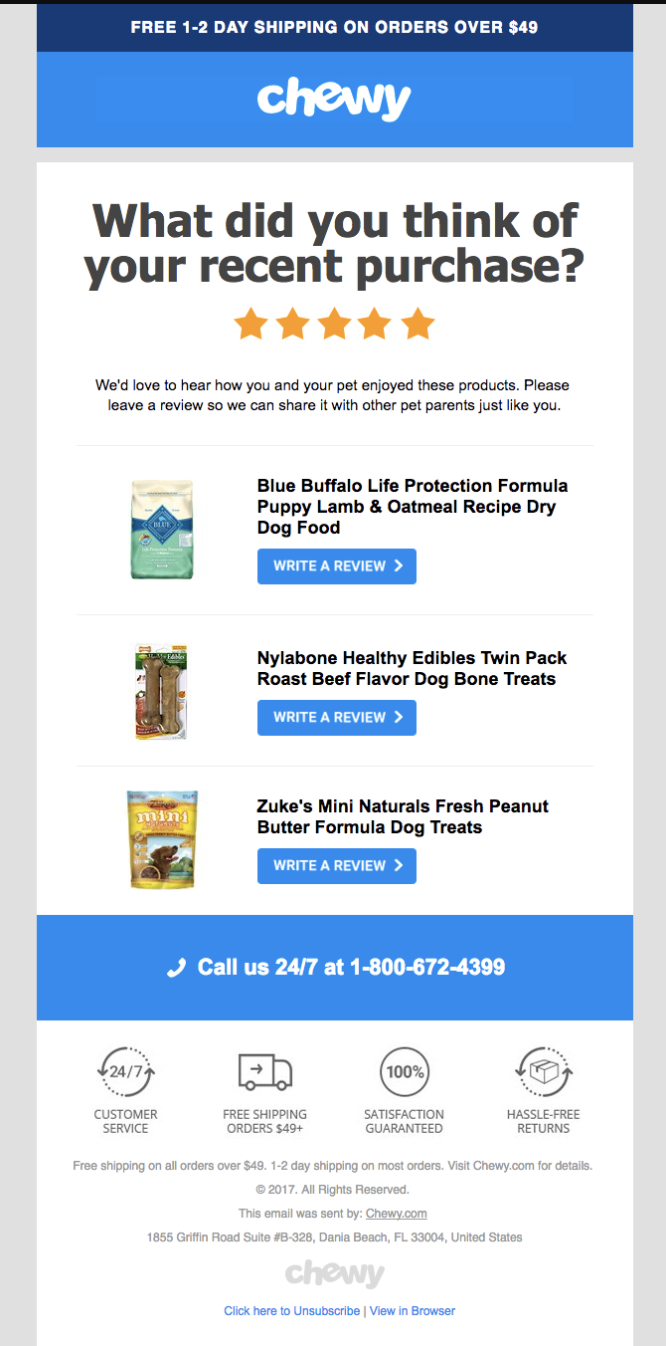 chewy's ecommerce automated emails