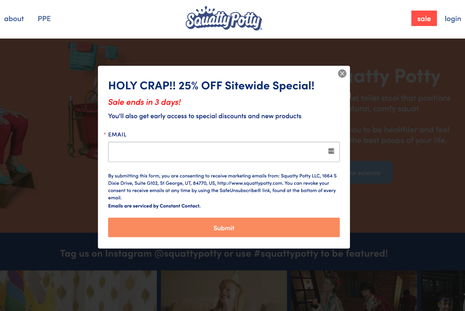 squatty potty - gated content popup