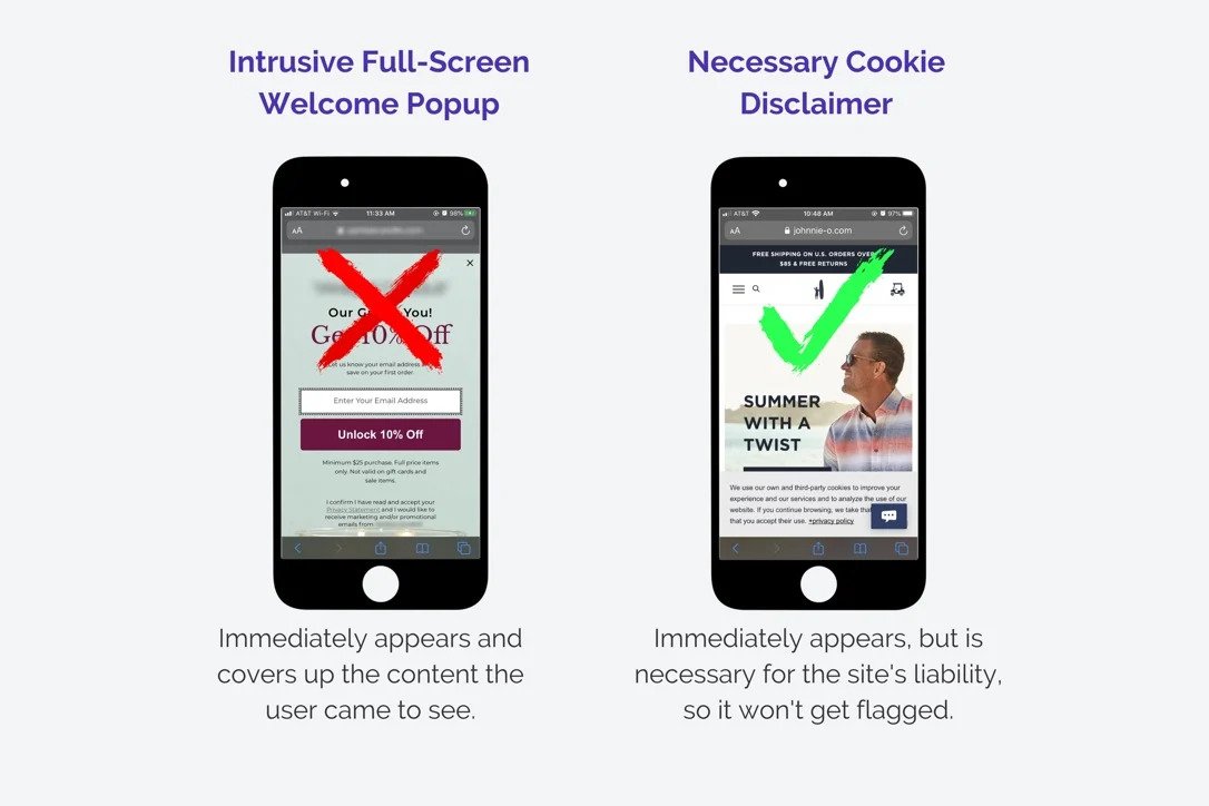 example of a non-intrusive mobile popup