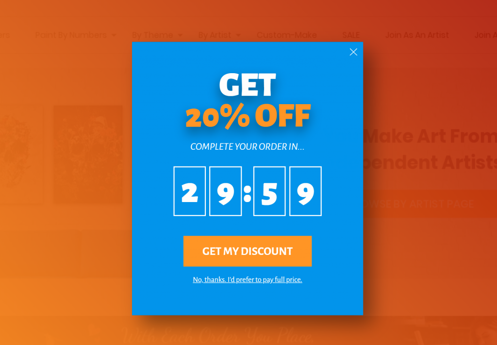 example of a Shopify exit popup from Craft-Ease