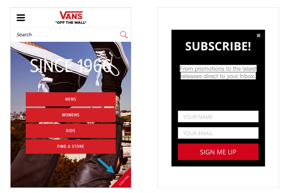 example of popup by Vans