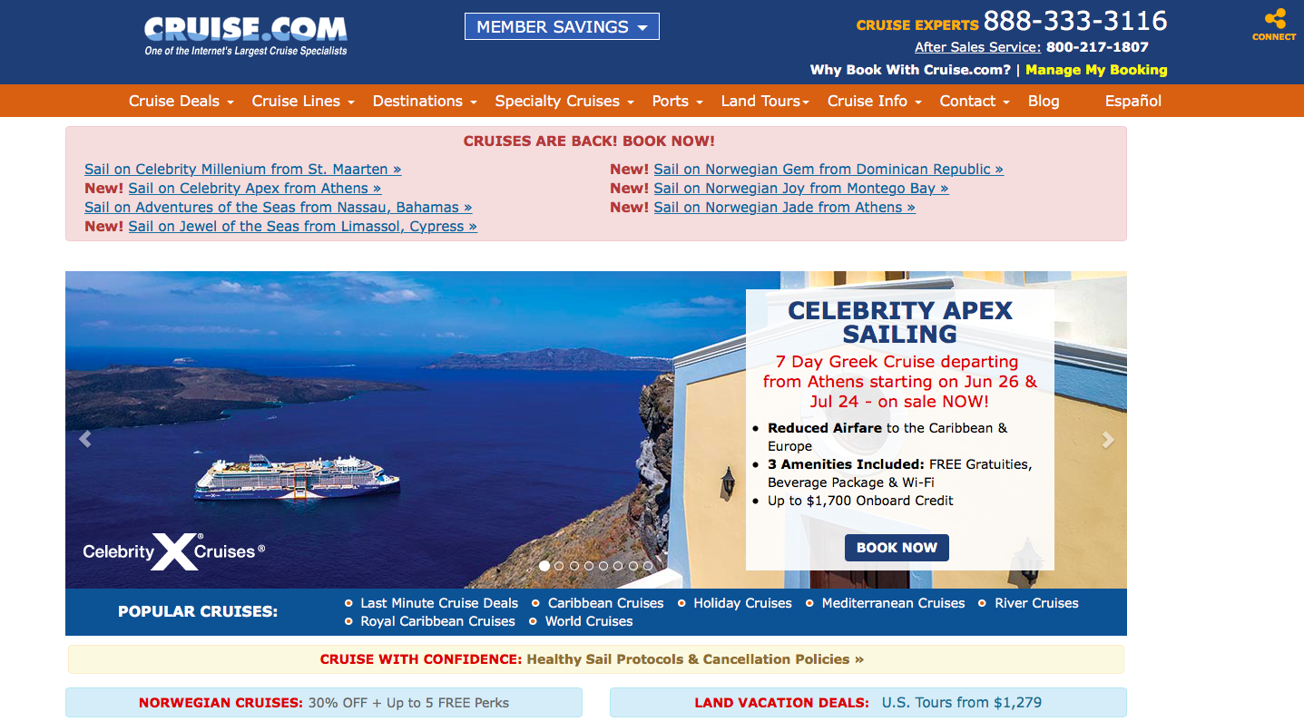 Cruise.com landing page - CTA is lost