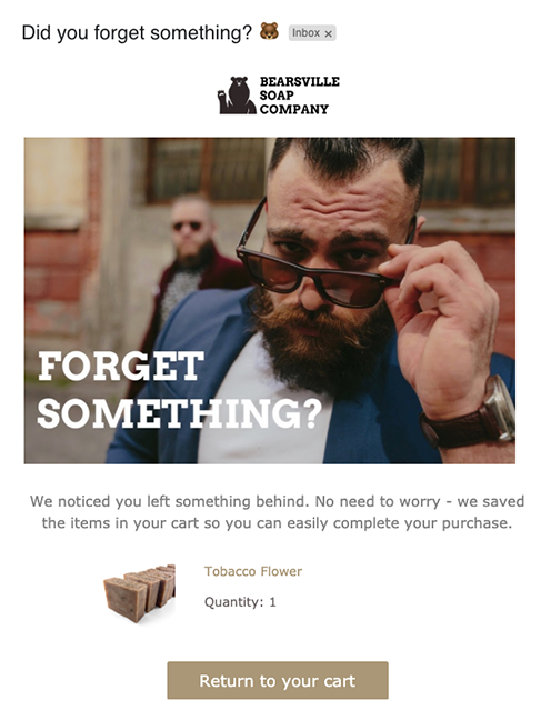 example of a well-crafted emailer from Bearsville Soap Company