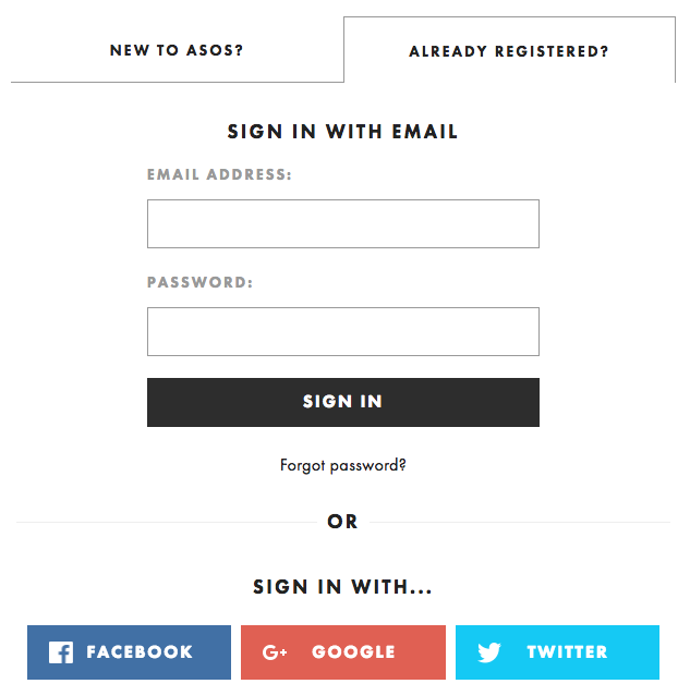 example of a modern streamlined checkout from ASOS.