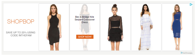 example of retargeting from Shopbop.
