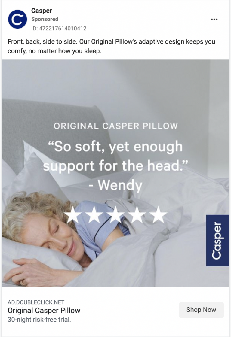 example from Casper that uses social proof as a nudge