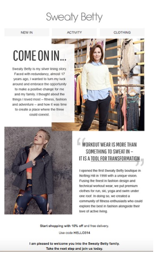Sweaty Betty uses storytelling to build recall and brand