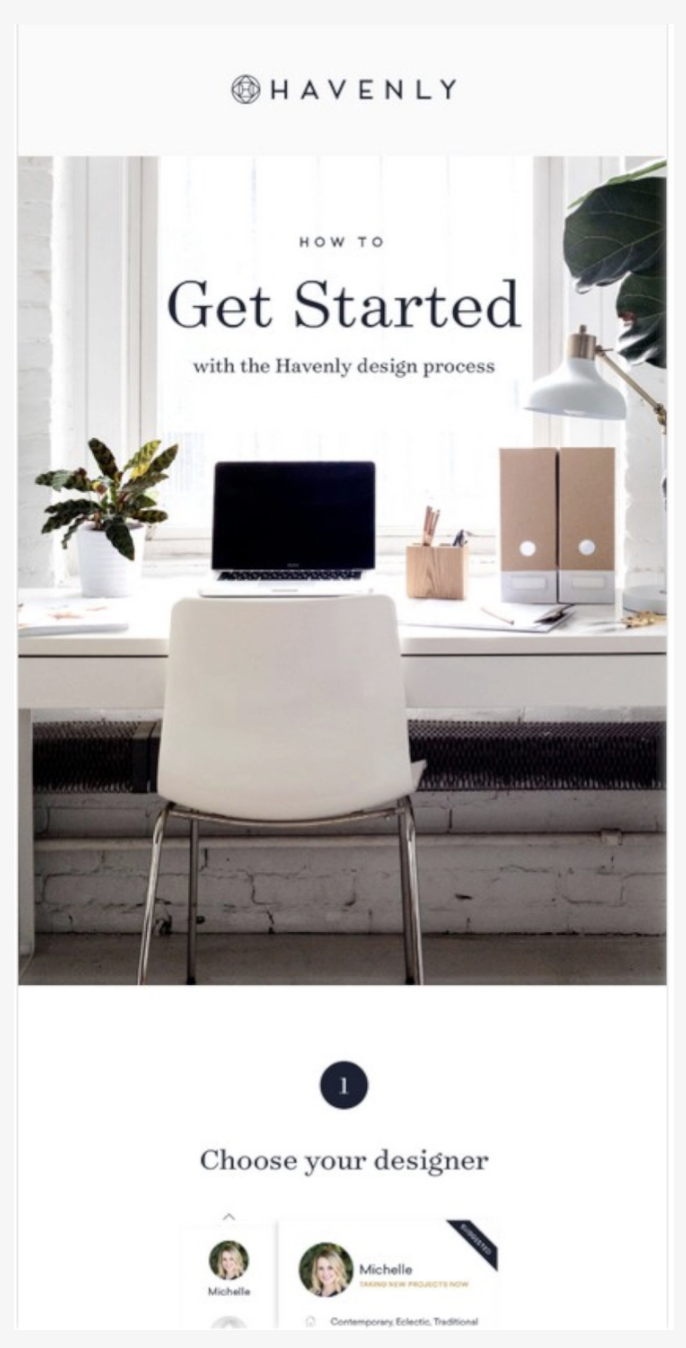 havenly welcome email