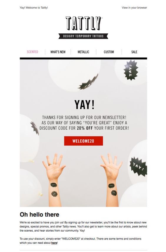 tattly welcome email