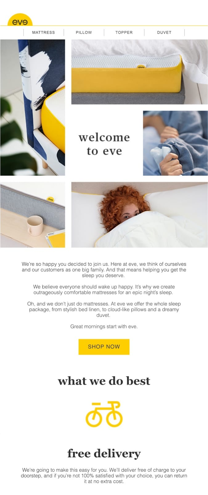 eve's welcome email
