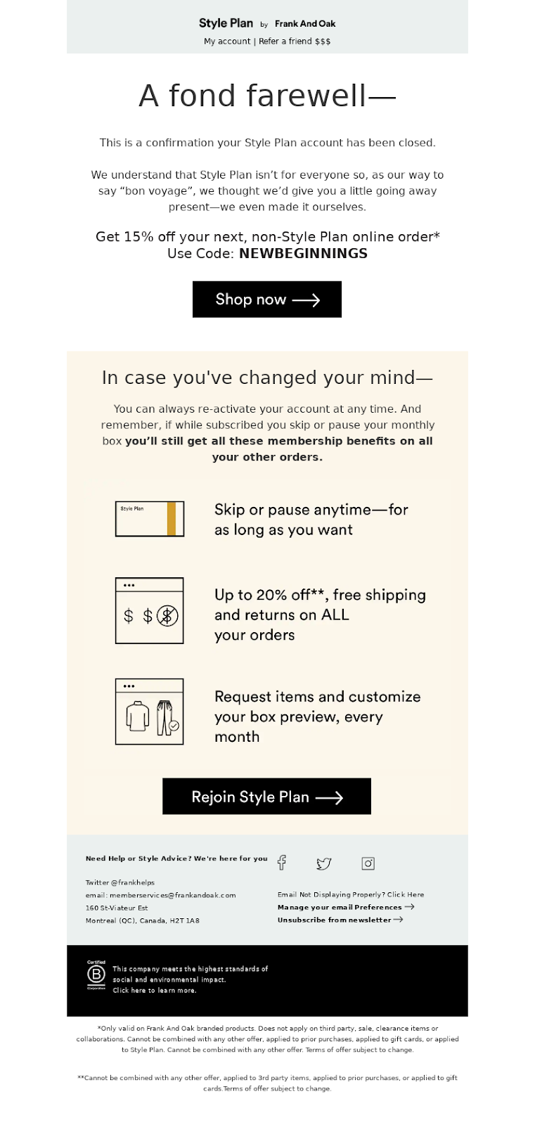 Example of incentive-based transactional emails