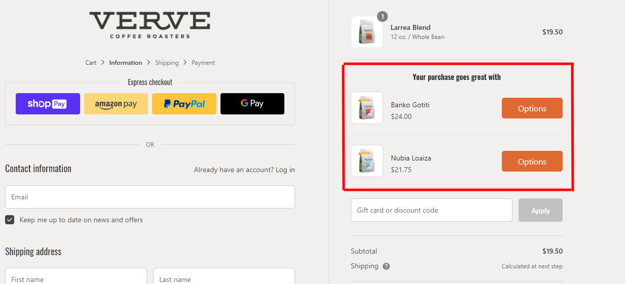 example of upselling to increase ecommerce ROAS