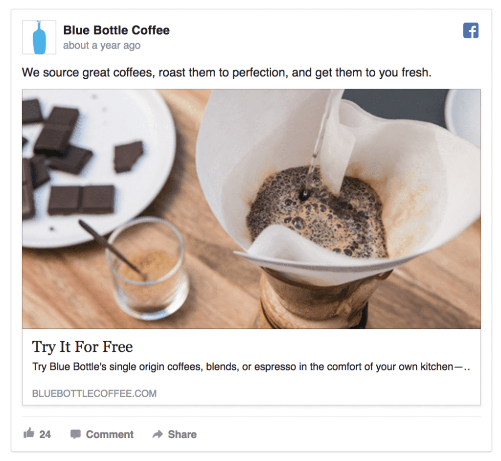 example of humane ad copy from blue bottle coffee