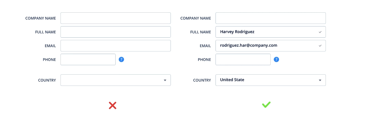 example of using auto-fill to optimize forms