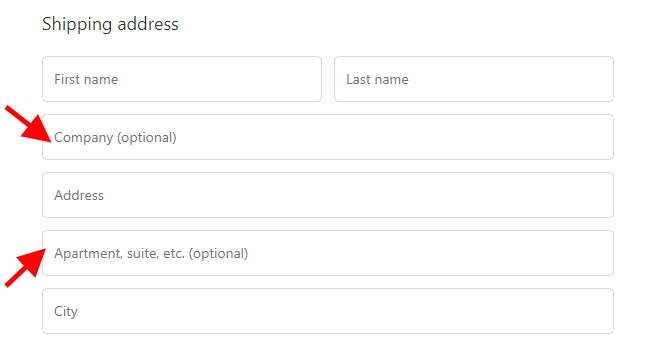 example showing required and optional fields in a form