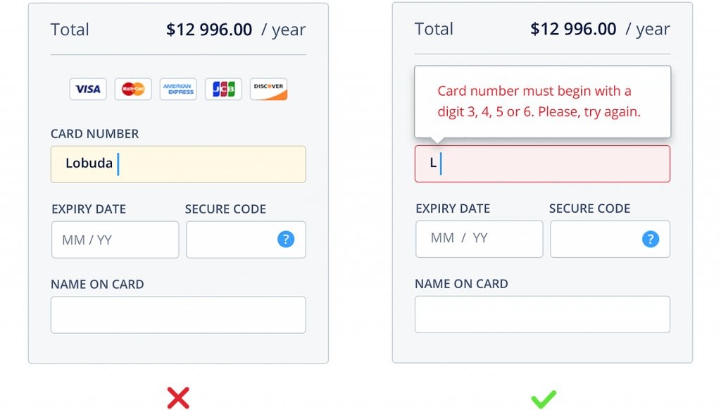 example of in-line validation in forms to improve conversions