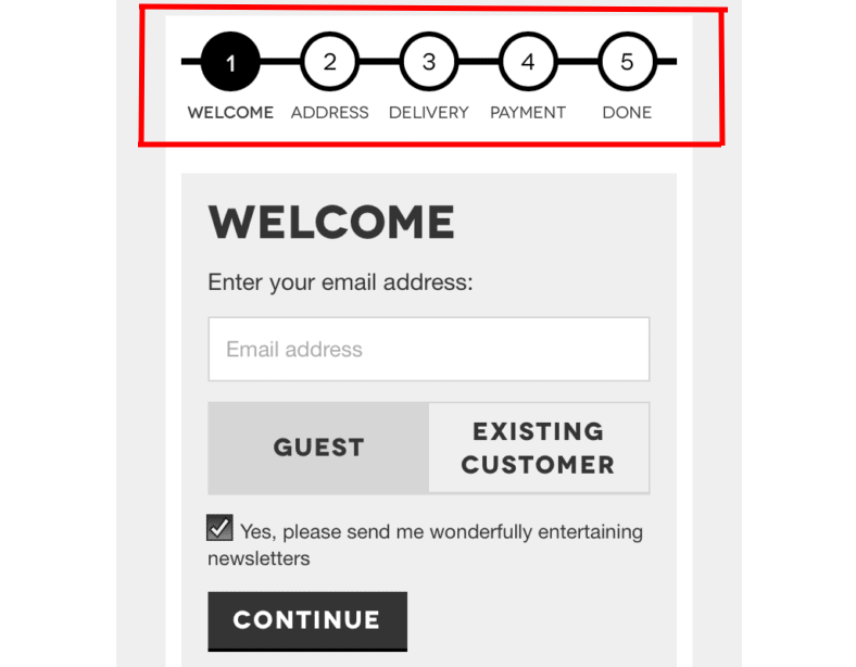 example of the progress bar in the form