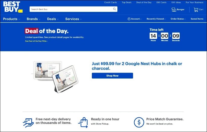 Example of increasing AOV with daily offers by BestBuy