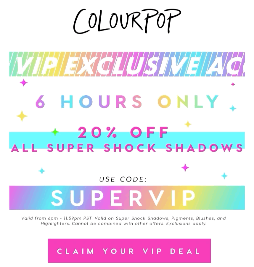 Example of loyalty-based email deals by ColourPop