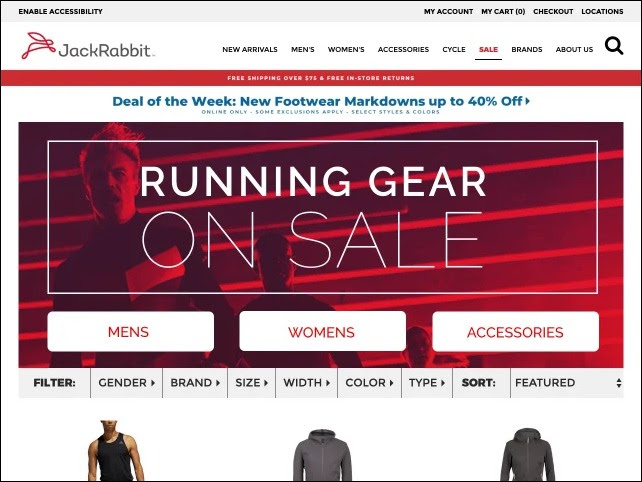 example of flash sale by JackRabbit