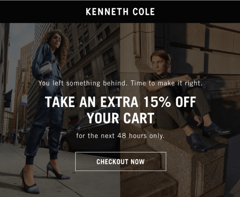 first cart abandonment email by Kenneth Cole