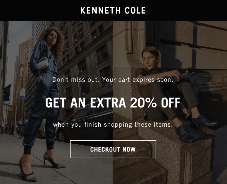 second cart abandonment email by Kenneth Cole