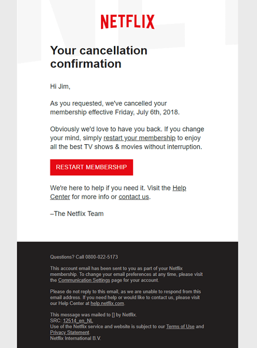 first drip email campaign by Netflix