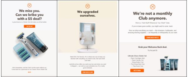reengagement drip email campaign by Dollar Shave Club