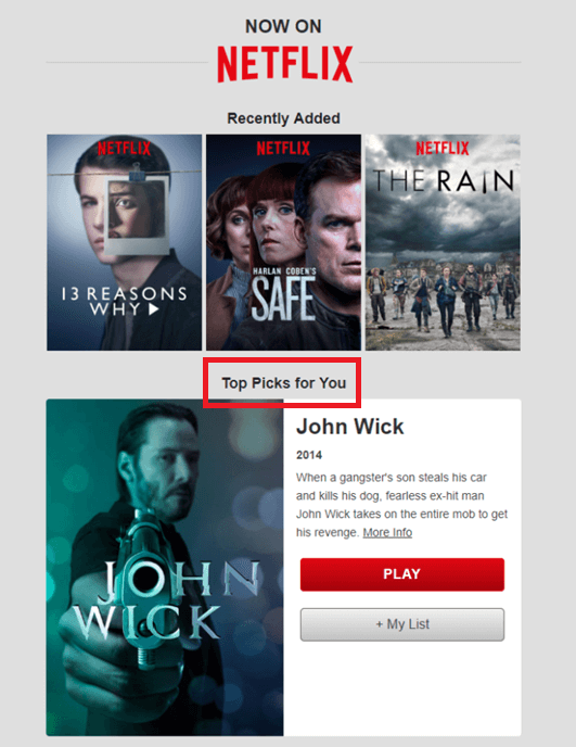 second drip email campaign by Netlix