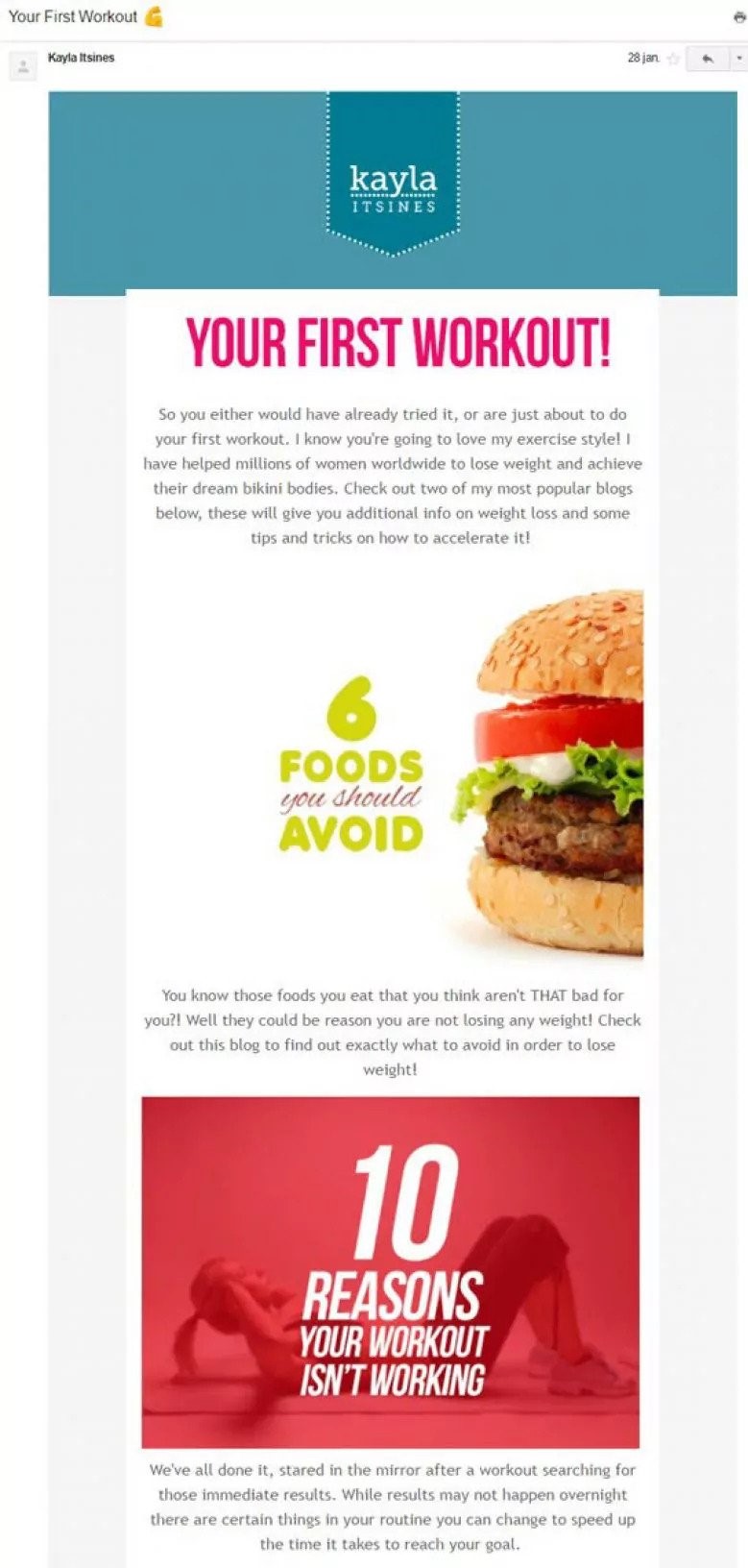 Kayla Itsiness drip email campaign 2