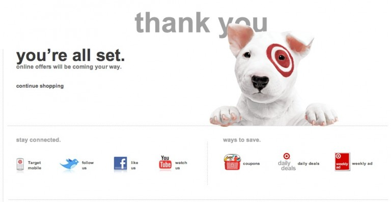 Target thank you page