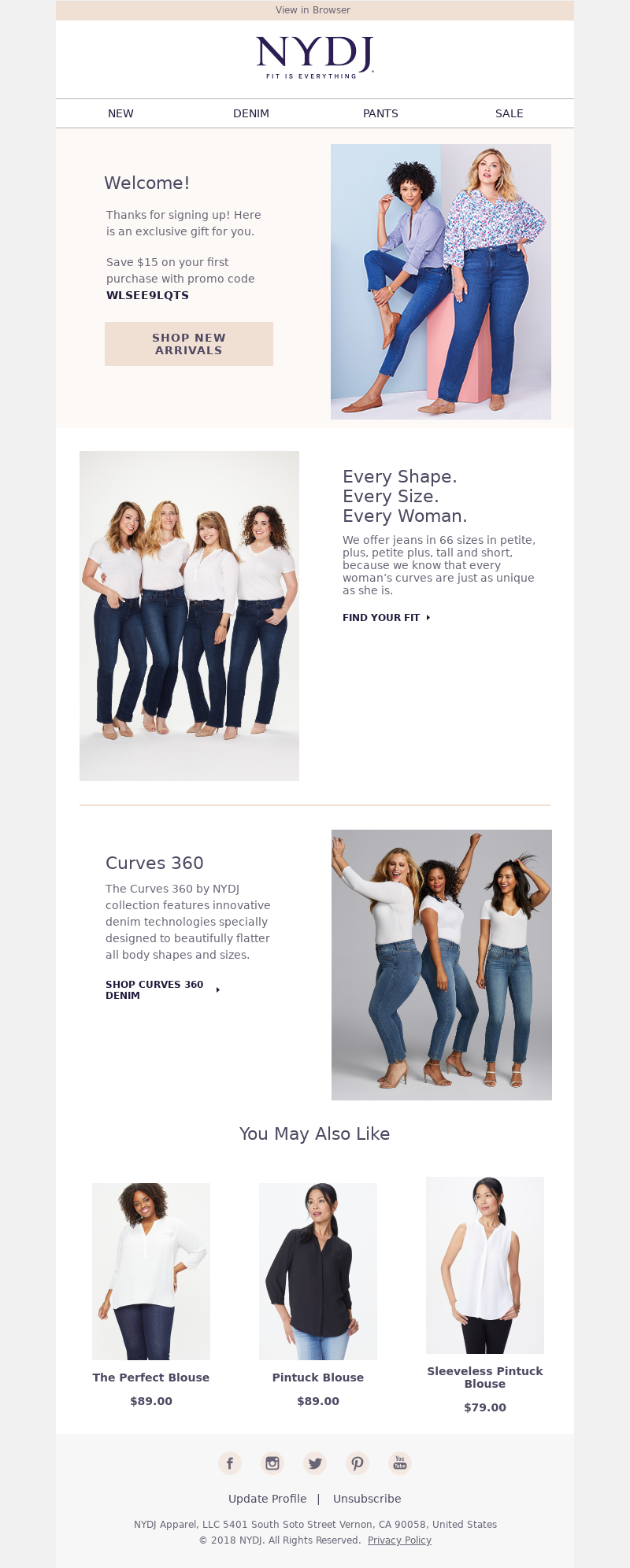 Example of account confirmation email by NYDJ