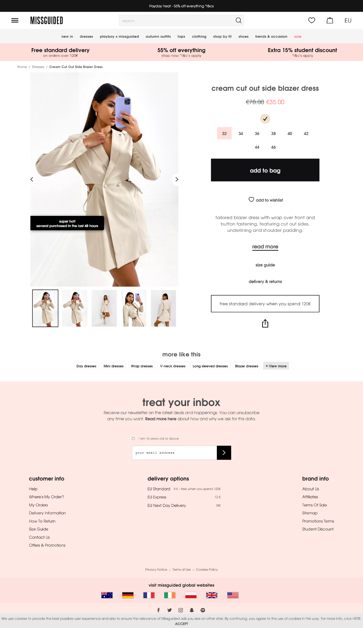 Missguided strategically places their content on the product page